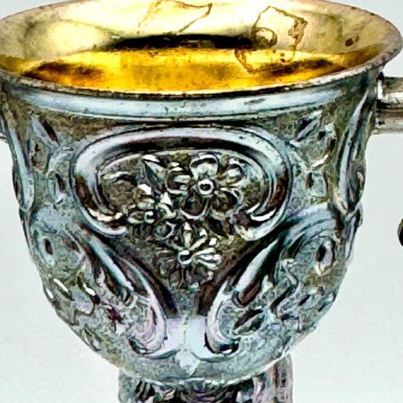 Vtg Silver & Gold Plated Nuremberg Germany Double Toasting Wedding Cup Figurine - Picture 9 of 10